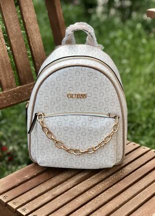 Рюкзак женский guess оригинал ellison backpack гесс белый в лого