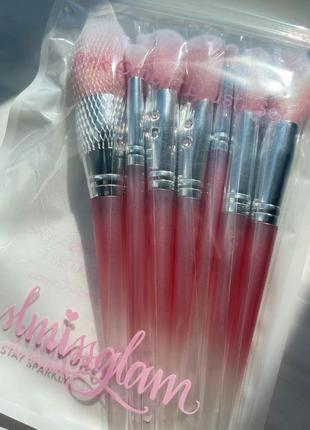 Набір пензликів для макіяжу slmissglam pink ombre brush set