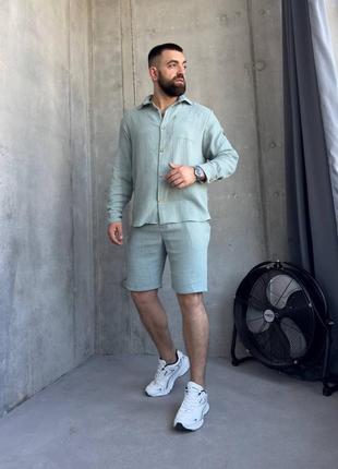 Літній костюм на вихід 🔥 чорний, сірий, джинси, оливка та білий, m,l,xl,xxl шорти та сорочка