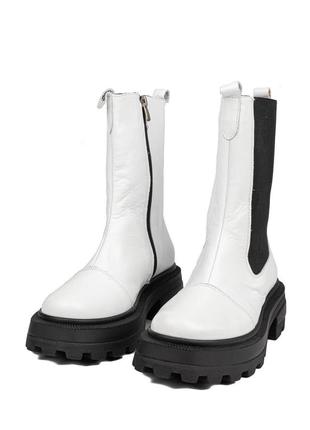 Натуральні шкіряні черевики білого кольору