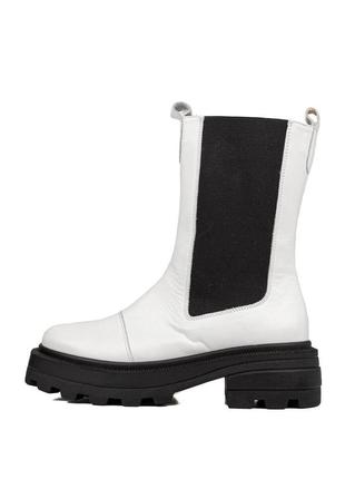Натуральні шкіряні черевики білого кольору