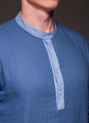 Чоловіча сорочка лляна з довгим рукавом в 2-х кольорах 👔5 фото