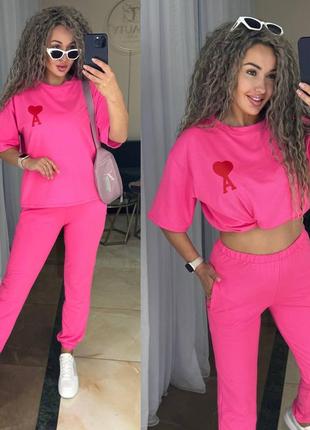 Костюм женский футболка и брюки двунитка 42-44 46-48 50-524 фото