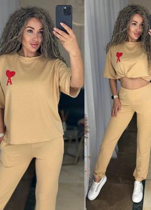 Костюм женский футболка и брюки двунитка 42-44 46-48 50-527 фото