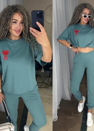Костюм женский футболка и брюки двунитка 42-44 46-48 50-523 фото