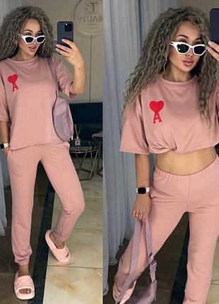 Костюм женский футболка и брюки двунитка 42-44 46-48 50-526 фото