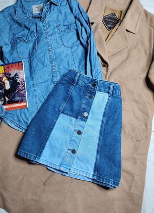 River island юбка джинсовая синяя голубая комбинированная базовая