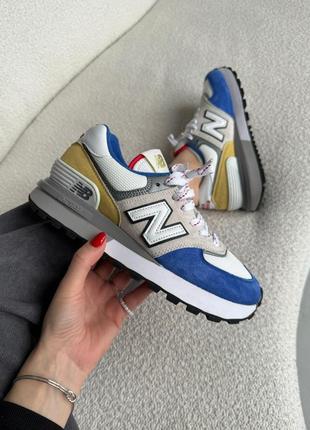 New balance 574 legasy grey blue yellow, женские кроссовки демисезонные, кроссовки мужские