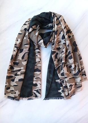 Шарф-палантин женский весна-осень в милитари принт samaya 182х100 см хаки