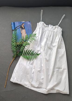 Стильна коротка бавовняна сукня на тонких бретелях oversized