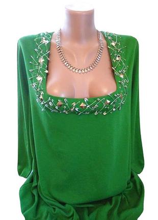 5xl-9xl женский лонслив, стильная футболка gorgeous, декор заклепки и булавки, турция