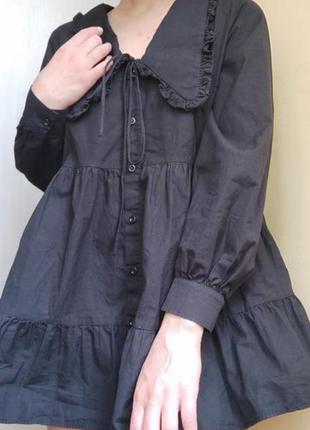 Оригинальное короткое платье мини платье платье-рубашка с объемным воротником