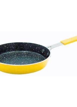 Сковорода con brio cb-1414, 14см, мини, eco granite, качественная сковорода. цвет: желтый
