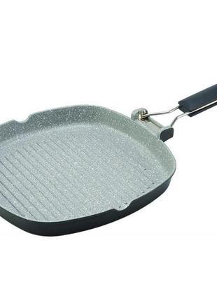 Сковорода-гриль con brio cb-2803 eco granite 28 см лита, антипригарна сковорода для індукційної плити