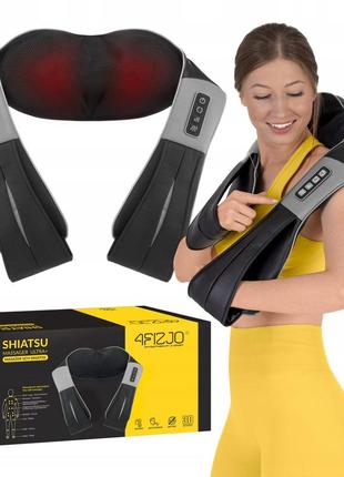 Накидка-массажер 4fizjo shiatsu ultra+ для шеи и спины, аккумуляторная 4fj0611 black/grey