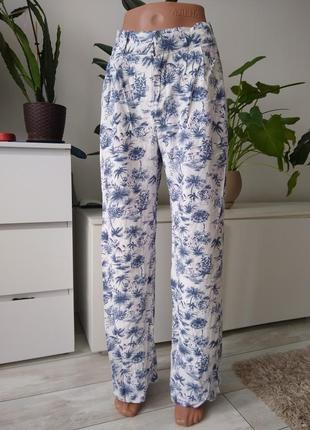 Летние широкие брюки на подкладке лен+вискоза