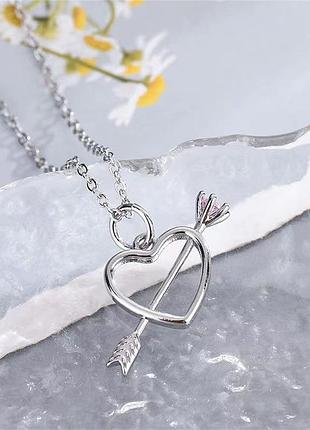 Підвіска серце стріла кристал ланцюжок кулон сердечко