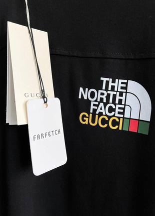 Чоловіча футболка бавовняна the north face x gucci 100% cotton / нортфейс гуччі чорний літній одяг6 фото