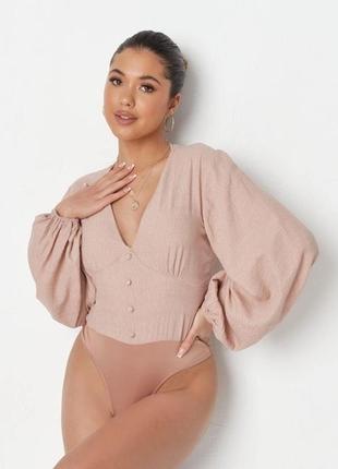 Боди блуза с объемными рукавами
