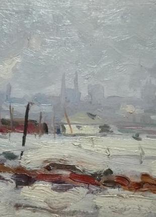 Пейзаж село зимой 1960х гг. народный худ. украины н.а.максименко (1924-2016гг.)