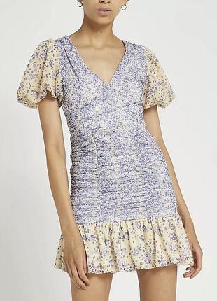 Платье жатка в цветочный принт