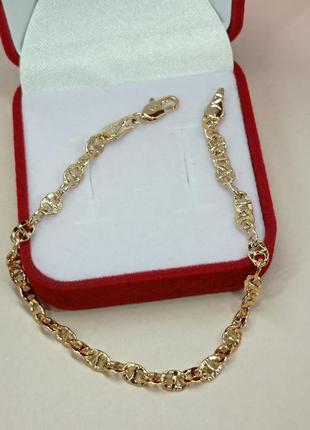 Красивый браслет 19 см, декоративное плетение. позолота.