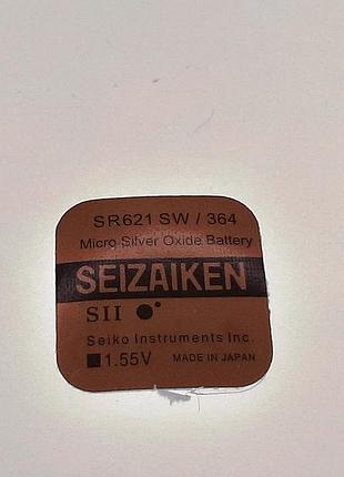 Батарейка для часов. seizaiken sr621sw (364) 1.55v 23mah 6.8x2.1mm серебрянно-цинковая