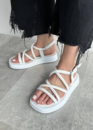 Босоніжки жіночі, шкіряні, натуральна шкіра, відкриті, сандалії, білі