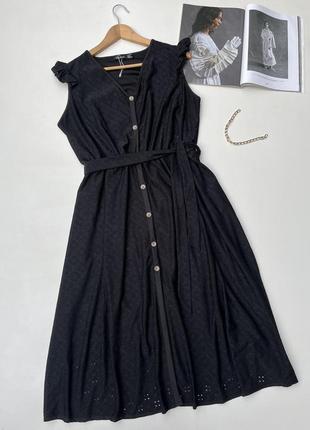 Миди платье в прошву. 2xl. платье на пуговицах прошва