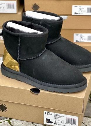 Ugg black gold metallic suede 36