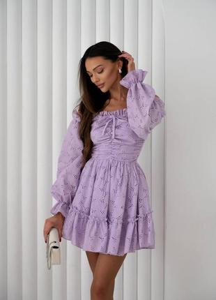 Милое мини платье из прошвы