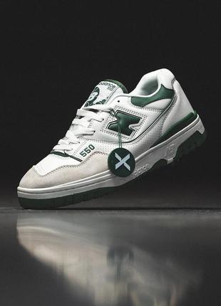 Нью беленс кроссовки белые с зеленым кожаные New Balance Essentials Celebrate Jogger παντελόνι