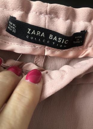 Рожеві пудрові легкі штани брюки на резинці висока посадка zara2 фото