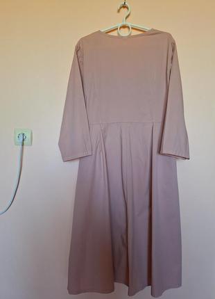 Італійська шикарна сукня міді на запах, сукня-халат пудра італія, платье хлопок 50-54 р.4 фото