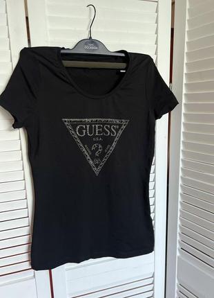 Футболка guess майка со стразами icon гесс гес