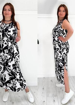 Платье прямое с разрезами длинное 48-58 р-р