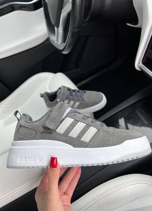 Жіночі шкіряні кросівки adidas forum low 84 grey white адідас форум знижка6 фото