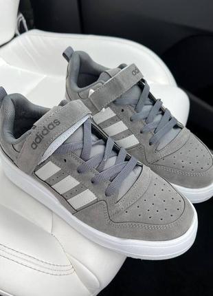 Жіночі шкіряні кросівки adidas forum low 84 grey white адідас форум знижка7 фото