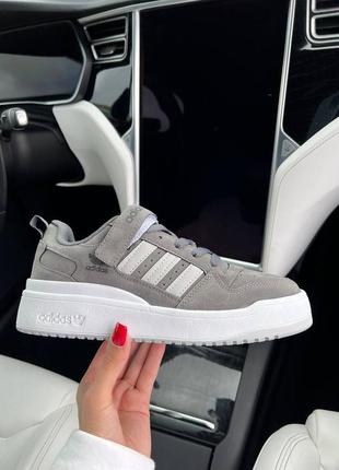 Жіночі шкіряні кросівки adidas forum low 84 grey white адідас форум знижка8 фото