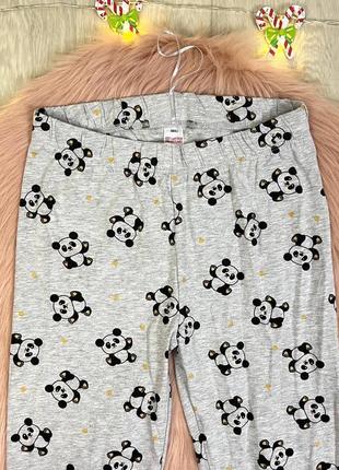 Натуральна сіра піжамка в принт панд від time to dream розмір s пижама3 фото