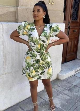 Стильна лляна сукня в лимони h&m