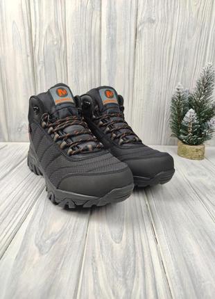 Кроссовки меррелл merrell vibram high winter black orange4 фото