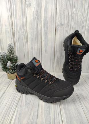 Кроссовки меррелл merrell vibram high winter black orange