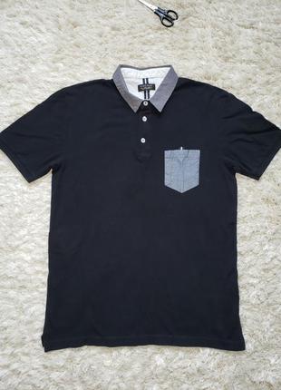 Футболка поло, нова, zara, темно синя, розмір l, бавовна.