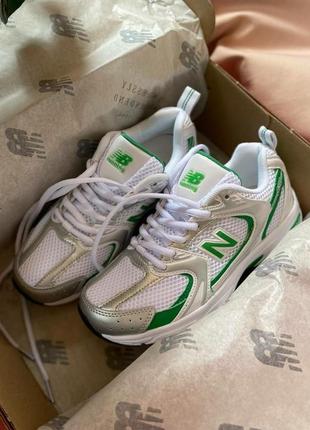 Женские легкие кроссовки new balance 530 •white green•