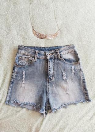 Шорты jeanswear размер s-m шорти высокая посадка с бахромой
