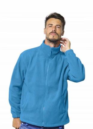 Флісова кофта jhk polar fleece man, розмір xl, чоловічий батник синій aqua, без капюшона