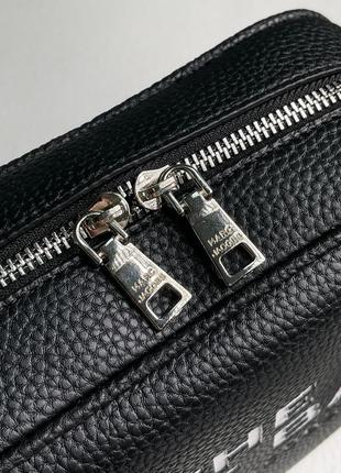 Сумка у стилі marc jacobs crossbody leather bag black/white6 фото