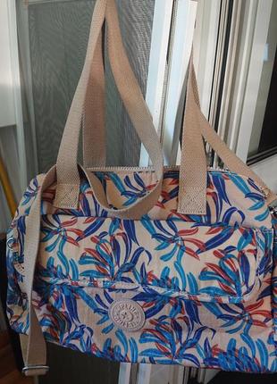 Kipling сумка cream floral pattern bag  цветочный жаккардовый принт