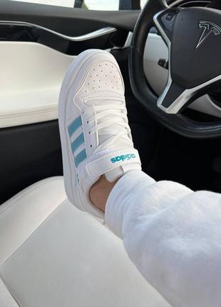 Жіночі шкіряні кросівки adidas forum low 84 white blue адідас форум знижка2 фото